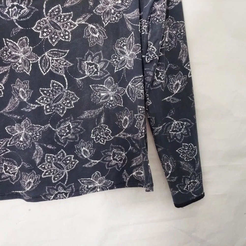Hang Ten‎ Rash Guard Women XS Blue UPF Sun Protection Floral Surf Swim Beach